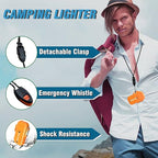 Torch 2 Pack Windproof Outdoor Gas Lighter - Adjustable Jet Flame, Fireplace, Fireworks, Grill, Camping, BBQ - Black+Orange (Without Butane)