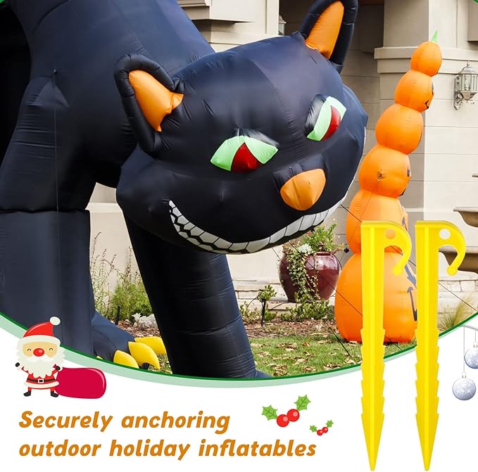 Inflatable Stakes and Tethers, Include Plastic Tent Stake, Tether with Hook Inflatable Spikes Christmas Halloween Holiday Party Decoration Accessories for Garden Yard Home Lawn Yellow (36 Pieces)