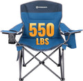 FUNDANGO Oversized Camping Chairs for Adults, Heavy Duty Fold Up Sports Games Lawn Chairs, Extra Wide Big Man Outdoor Chairs with Padded Lumbar Support Backrest, Bag Included for Camp, Outside, Beach