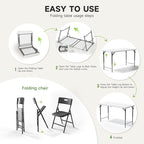 4FT Folding Table Set with 4 Folding Chairs, Heavy Duty 400 lbs Table & 330 lbs Chairs, Portable Folding Furniture Bundle for Camping, Party, Indoor & Outdoor Use