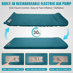 Self Inflating Sleeping Pad with Electric Pump for Camping, 3.14"Thick Memory Foam Sleeping Mats, Easy Inflate&Deflate,9.5 R-Value Insulated Camping Mattress with Pillow for Car Travel Tent, Dark Blue