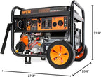WEN DF1100X 11000-Watt Electric Start Portable Generator with Wheel Kit and CO Shutdown Sensor, Black