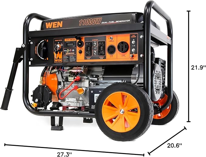 WEN DF1100X 11000-Watt Electric Start Portable Generator with Wheel Kit and CO Shutdown Sensor, Black