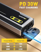 AUXITO 9500A Jump Starter, 12V Car Battery Jump Starter, Up to All Gas/All Diesel Engine with LED Display, 30W Type-C Fast Charging and 168W DC Output, 3-Mode Flashlight, Storage Case