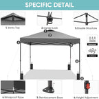 GDY 12x12 Pop Up Canopy Patio Carpas, One Push Set up with Central Lock Canopy with Wheeled Carry Bag, Included 4 Sandbaogs,8 Stakes and 4 Ropes, Gray