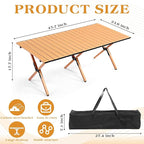 Suzile 2 Pack Foldable Camping Table 4ft Portable Lightweight Picnic Table Collapsible Roll up Metal Camp with Carry Bag for Camping, Picnic, Patio, Outdoor Party(Yellow Wood Color)