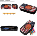 Rnyleeg Basketball Backpack for Kids with Lunchbox American Flag Boys Backpack Set Large Capacity Bookbag Set of 3 for Primary School Back to School Supplies Set