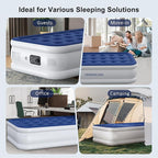 Twin Air Mattress with Built-in Pump, 18" Raised Inflatable Bed Blow Up Mattress, Comfort Portable Air Bed for Camping, Home Guests, Travel 550 lbs Max