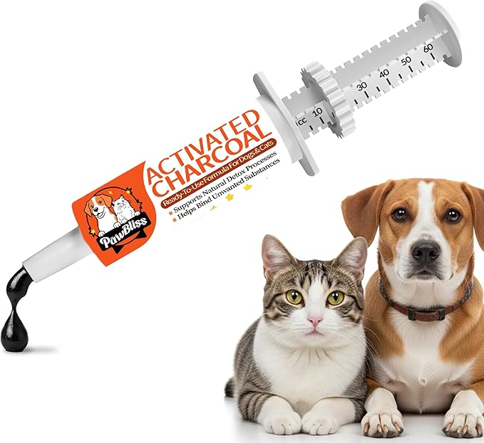 Activated Charcoal First Aid Kit -Emergency Support for Dogs, Cats & Puppies, Natural Charcoal Formula for Digestive Balance, Camping & Home Essential Oral Anti Diarrhea Digestive (60ml 1Tubes)