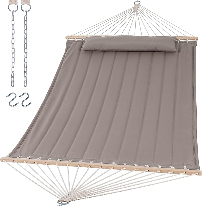 SUNCREAT Hammocks Replacement Hammock for Stand, 475 lbs Capacity, Two Person Backyard Hammock for Outside, Brown