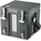 RTIC Halftime Water Cooler Portable Carrier Container, Drink Beverage Dispenser, Stackable with 2 Taps, Bottleless, BPA-Free, for Sports, Camping, BBQ, Parties, Picnic, & More, Dark Grey & Cool Grey