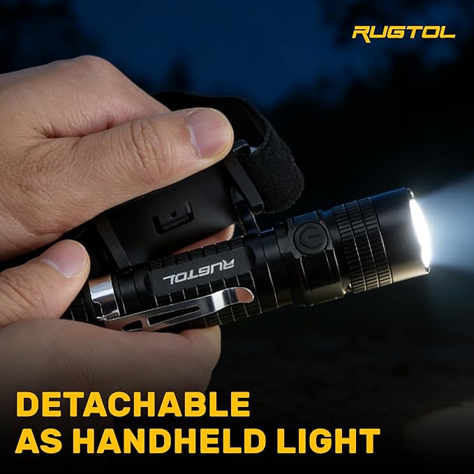 Headlamp, USB C Rechargeable Battery Powered Head Lamp LED Flashlight with Clip Magnetic Base, 1000 Lumens Zoomable Aluminum Headlamp IPX4 Waterproof for Hard Hat Working Running Hiking