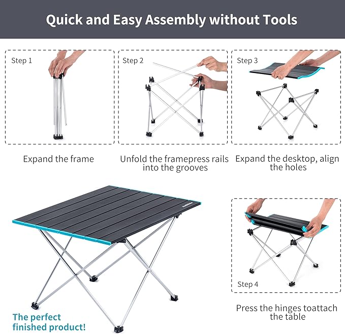 Naturehike FT08 Portable Camping Table, Ultralight Aluminum Folding Beach Table with Carry Bag for Outdoor Cooking, Picnic, Camp, Boat, Travel