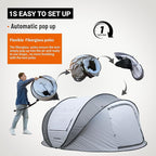 EchoSmile Instant Pop Up Camping Tent, 2/4/6 Person, Easy Setup Tent, Water Resistant Dome, Portable with Carry Bag