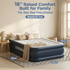 Queen Air Mattress with Built in Pump, 18" Elevated Height, 48Hr Leak-Tested, Honeycomb Coil Support, 800 lbs Capacity, Fast 3-Min Inflation–Blow Up Mattress for Guest Room & Sleepover