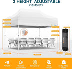 Hoteel 10x15 Pop Up Canopy Tent Heavy Duty Without Sidewalls, Waterproof Party Tent, Easy Set-up Commercial Instant Tents with Roller Bag & Sandbags, Hexagonal Leg (1-Year Warranty)