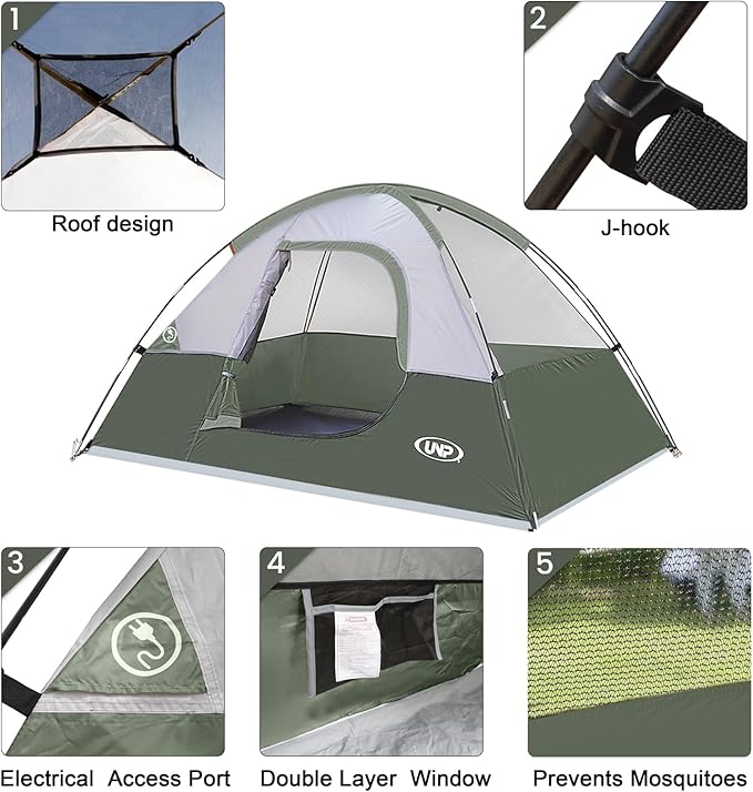 Camping Tent 2-4 Person, Waterproof Windproof Tent with Rainfly Easy Set up-Portable Dome Tents for Camping…