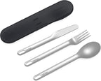 Bentgo Stainless Travel Utensil Set - Reusable 3-Piece Silverware Set with Carrying Case, High-Grade Premium Steel, BPA-Free Case, Eco-Friendly - Ideal for Travel, Camping, and Office Use (Carbon)