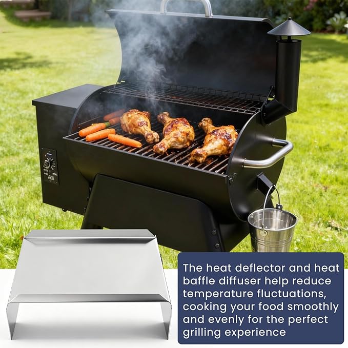 Heat Deflector for Pit Boss 700 820 850 Series, Stainless Steel Flame Tamer for Pit Boss 1000 1150 1250 1300 1600 Series Pellet Smoker Grill, Heat Baffle Diffuser for Pit Boss Replacement Parts