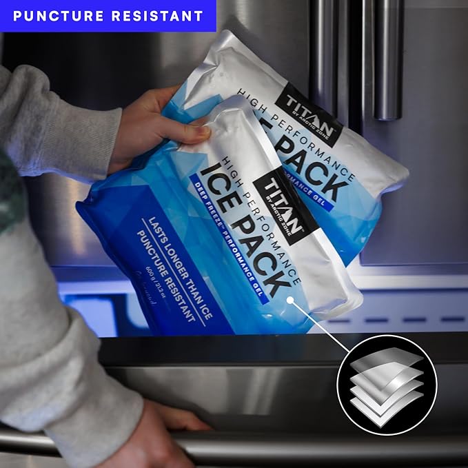 Arctic Zone Titan Deep Freeze Ice Pack- (2 Pack) 600 Gram High Performance Ice Pack - Long-Lasting, Puncture-Resistant Cold Pack Filled with Non-Toxic Gel…
