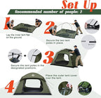 Tents for Camping 4 Person with 2 Doors and Rainfly, Camping Tents Waterproof Windproof, Large Mesh Ventilation, Easy Setup Windproof Family Tent for Outdoor Camping Hiking Backpacking