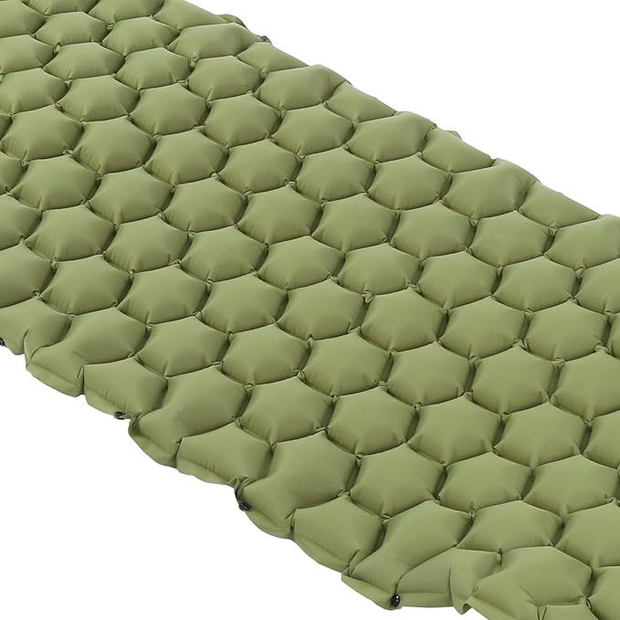 Camping Sleeping Pad Mat, Lightweight Inflatable Mattress, Sturdy 40D Nylon Fabric, TPU Laminate, for Tent Hiking Travel, Foldable Compact, Comfortable 3D Design (Green)