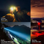 Headlamp Rechargeable, Lightweight LED Head Lamp, Motion Sensor Head Flashlight, Super Bright Waterproof Head Light for Camping, Running, Reading, Work, and Everyday Carry (EDC)
