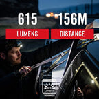 Coast FL85 615 Lumen Dual Color Pure Beam Focusing LED Headlamp with Twist Focus Hinged Beam Adjustment, Hard Hat Compatibility and Reflective Strap, Red