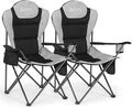 Camping Chairs for Adults, Heavy Duty Camping Chairs 2 Pack, Folding Chairs for Outside, Support 380 LBS, Portable Travel Outdoor Camp Chair with Cup Holder & Cooler Bag, Sports Chairs for Baseball