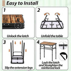 Folding Picnic Table with Storage Net, 3 Adjustable Heights Aluminum Small Folding Table, Lightweight, Portable Carrying Handle, for Camping Travel Outdoor