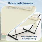 Double Hammock with Stand - Heavy Duty Portable 2 Person Design with Adjustable Steel Stand, Max 450LBS, Ideal for Outdoor Patio, Garden, Beach & Backyard
