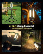 Portable Camping Light with Stand 67'' Rechargeable Work Light - 6500Lumen, 20000mAh Battery, 2700K-6000K Dimmable Camping Lattern with Magnetic Base for Camping, Garage, Emergency