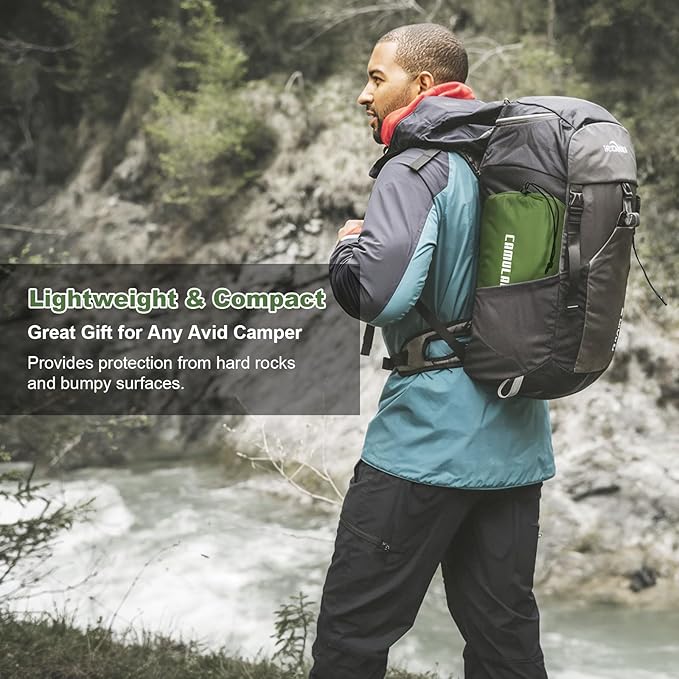 CAMULAND Double Camping Sleeping Pad, 4.7" Ultra-Thick Self Inflating 2 Person Inflatable Mat with Built-in Pillow Foot Pump, Waterproof for Backpacking, Hiking, Tent, RV Travel,Olive Green