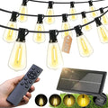 Solar Lights Outdoor Waterproof: ST38 82FT 25M Shatterproof Bulbs Patio Lights - Solar Powered & USB Charging- Remote Control 3 Light Modes Dimmable Solar Light - Camping Backyard Garden