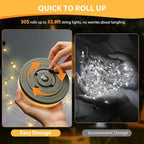2Pack Camping String Lights, 4 in 1 Quick Storage Camping Essentials Gear 32.8FT Rechargeable Tent Lights with 9 Modes Hanging Waterproof LED Camp Lamp for Camping Hiking Patio Festival (Warm +RGB)