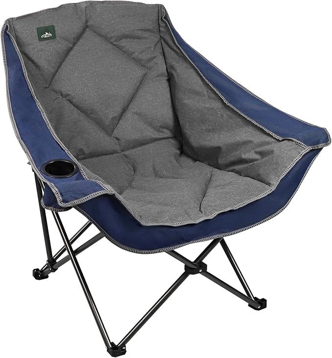 Northroad Oversized Foldable Camping Chair, Outdoor Padded Lawn Chair w/Cup Holder,Carry Bag for Beach, Hiking, and Picnics,Heavy-Duty 300-lbs Capacity, Purple