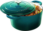 Crock-Pot Artisan 3-Quart Round Enameled Cast Iron Dutch Oven – Gradient Teal, Durable Heavy-Duty Cookware for Slow Cooking, Roasting, Baking with Lid