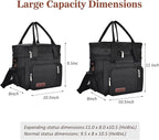 LOKASS Expandable Lunch Box for Women Men | Adult Lunchbag Cooler Tote Bag with Adjustable Shoulder Strap | Insulated Reusable Womens Lunch Bags for Work Camping Beach | 16L, Black