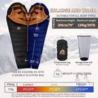 Down Backpacking Sleeping Bag 680FP. Cold Weather Sleeping Bag 0°F-32°F (Multiple Temperature Options), XL Large 4 Season Sleeping Bag for Adults Camping Hiking Mountaineering.