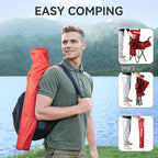 Nazhura 2 Pack Outdoor Camping Chairs Folding/Foldable/Portable with Cooler Pouch, Mesh Backrest and Cup Holder Pocket(Red, 2 Pack)