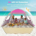 Venustas Beach Tent Sun Shelter for 3/4-5/6-7/8-10 Person, UPF 50+ UV Protection Beach Canopy, Lightweight and Easy Setup Cabana, Portable Shade Tent