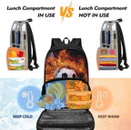 Soocer Backpack for School Boys Bookbag and Pencil Bag for Middle School Elementary Schoolbags, 2 Pcs School Bag with Lunch Box Compartment