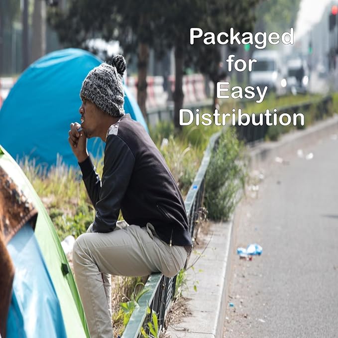 45 Piece Camping Backpack Outdoor Hygiene Kit Essentials, Individually Wrapped Personal Hygiene Kits for Homeless Men, Women (12 Kits of 45 Pieces)
