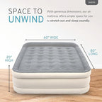 RestElevated Luxury Pillow Top Queen Size Air Mattress with Built in Pump | 20" Raised Height with Coil Beam Support | Adjustable Blow Up Air Bed | for Home, Guests and Camping [Cream with Grey Top]