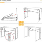 35 inch Narrow Folding Desk, Writing Gaming Computer Camping Desk for Small Spaces, No Assembly Required Home Office Table, Black Oak