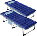 DoCred Folding Camping Cot with Mattress, 2 Pack Heavy Duty Folding Cot for Adults, Portable Sleeping Cot Bed Adults Outdoor Bed with Carry Bag, Travel Camp Cots