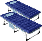 DoCred Folding Camping Cot with Mattress, 2 Pack Heavy Duty Folding Cot for Adults, Portable Sleeping Cot Bed Adults Outdoor Bed with Carry Bag, Travel Camp Cots