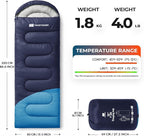 Sleeping Bag for Adults Warm Weather, Compact Lightweight Backpacking Sleeping Bag with Compression Sack, Camping Essentials Gear for Hiking Travel Climbing Outdoor & Indoor Use