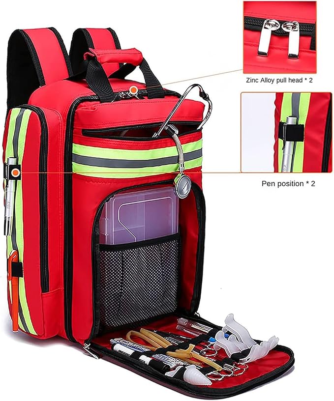 Empty First Aid Bag Emergency Responder Trauma Bag First Aid Kit Bag Large Medical Backpack for Travel Camping Cycling Outdoor Survival First Aid(Blue)