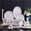 Dinnerware Sets Dish Set 60PCS Ceramic dinnerware Set Bone China Tableware Dishes Plates Ceramic Combination Dinner Service Set Porcelaine Service for 10 (60 Pieces of Open Hot Pot)